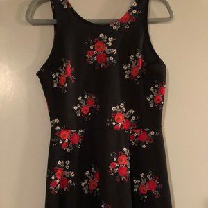 Black and Red Floral Mini Dress